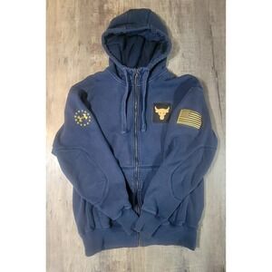Project Rock Under Armour Mens Medium Blue Blood Sweat Respect Full Zip Hoodie